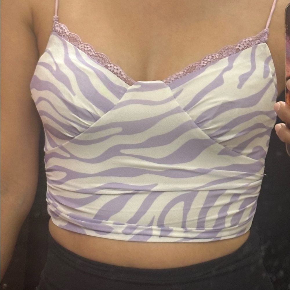 Princess Polly Lavender and White Striped Cami